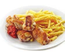 Secondo: Petto di pollo alla griglia Contorno: Patate fritte