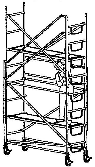 Pagina 6 di 11 Sollevare ed agganciare i montanti del parapetto di montaggio telescopico in moda da realizzare