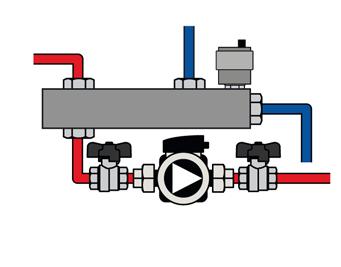 VERSIONE KITRDTV2 A doppia temperatura con bypass, pompa secondaria (FL040030) e circuito diretto.