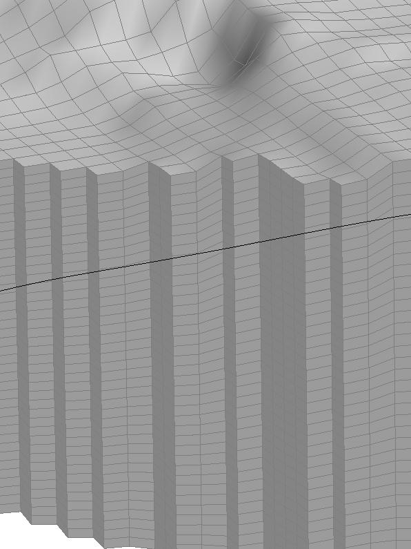 CALCOLO della DISTRIBUZIONE della POROSITA EFFICACE GOCAD: creazione della griglia tridimensionale (SGRID) 220 m s.l.m. 155 m s.