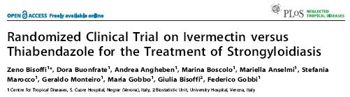Tiabendazolo vs ivermectina Table 4 - Outcome at follow-up (month 3 rd- 6 th ) in the two arms (92 patients whith IFAT titer >=80) Measures of efficacy Ivermectin Thiabendazole p All criteria
