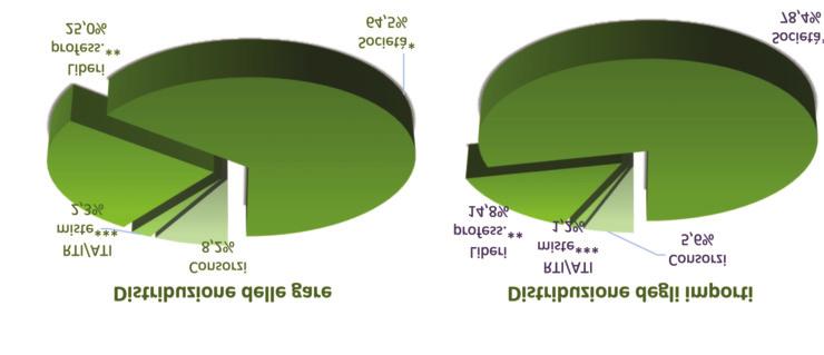 settore ICT e quelli relativi a consulenze varie (***) RTI/ATI composte da società e liberi professionisti RIPARTIZIONE DEGLI IMPORTI DI AGGIUDICAZIONE DELLE GARE PER SERVIZI DI INGEGNERIA (SENZA