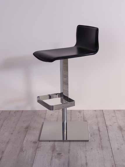 Metal frame stool, gas adjustable height from cm 52 to cm 79, split leather covering.