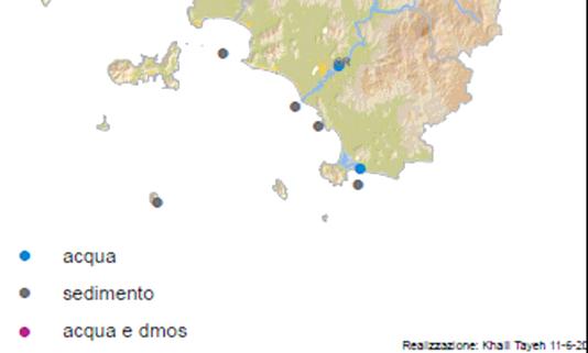 marini tra 1 e 6 Bq/kg Cs-137 e I-131 nel DMOS (detrito minerale organico sedimentabile, indicatore della contaminazione