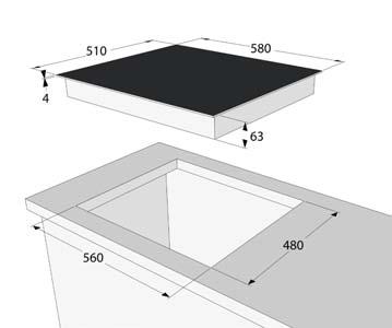 induzione Controlli frontali touch Limitazione potenza max: 2,8kW / 3,5kW H6T48E PIANO