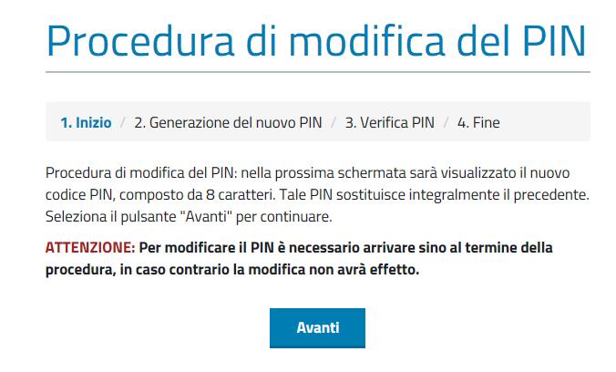 Passaggio 6 MODIFICA PIN