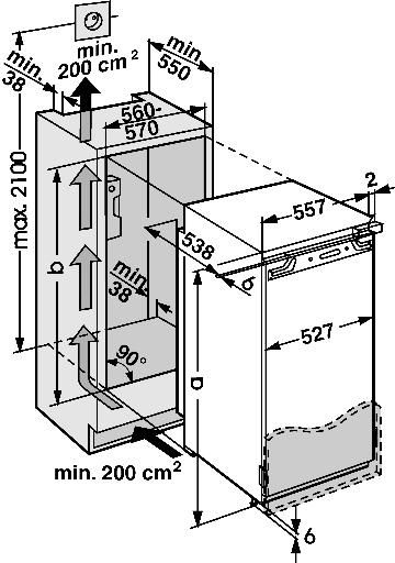 5.1 Montaggio dell'apparecchio Montaggio Fig. 10 Nota u Prima del montaggio dell anta del mobile assicurarsi di non superare il peso ammesso delle ante del mobile.