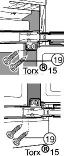 22 (19) inserite nelle cerniere, in alto e in basso. u Avvitare Fig. 23 (19) la squadra di fissaggio Fig. 23 (24) alla parete del mobile.