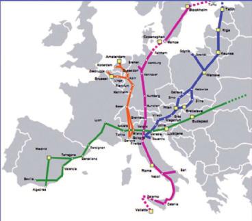 Corridoi europei TEN-T I richiamati Regolamenti Europei prevedono, per quanto riguarda i Corridoi, l implementazione dei sottosistemi per l interoperabilità, al fine di consentire il passaggio dei