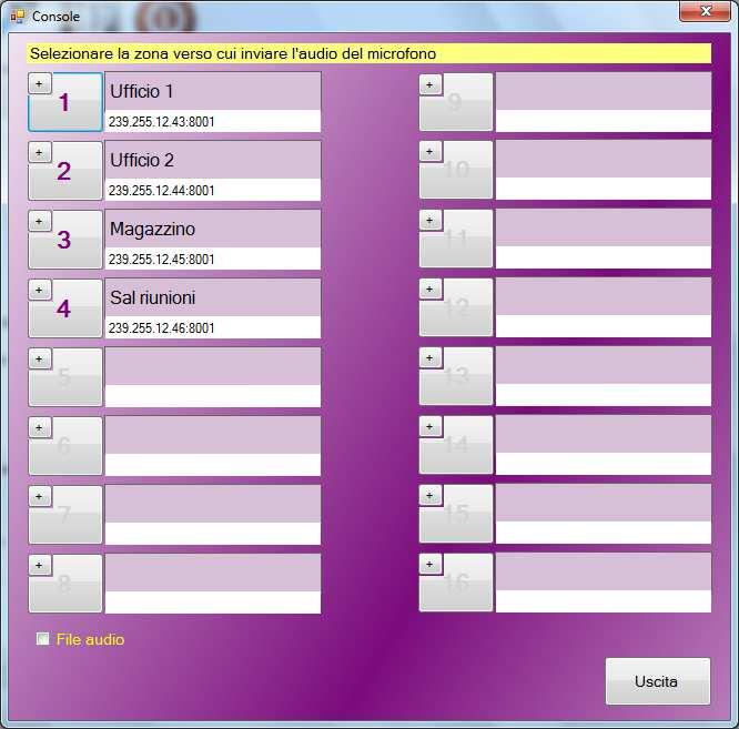 3.5. Console microfonica multizona Questa funzione è attiva solo con licenza -16 o superiore.