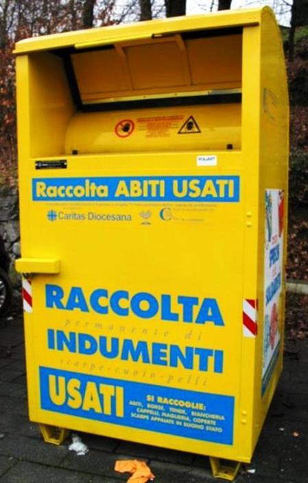 9. Raccolta, selezione e recupero indumenti Sono presenti sul territorio del Comune di Padova contenitori metallici di colore giallo.