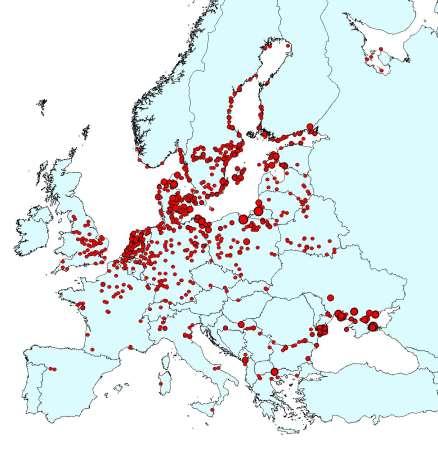 Distribuzione colonie in Europa anni 1960-2006 incremento