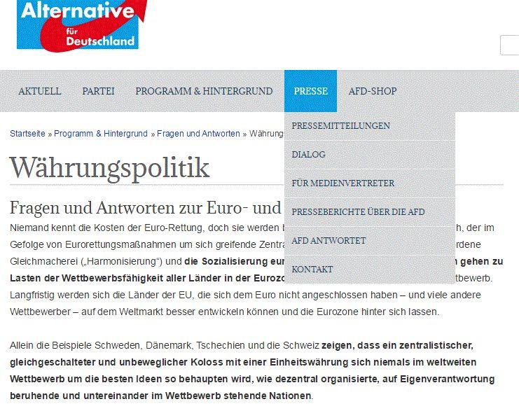 Alternative fur Deutschland l ha nel programma Ci sono molte opzioni e noi scrupolosamente consideriamo tutti i suggerimenti leggitimi per discuterli seriamente con i nostri partners europei.