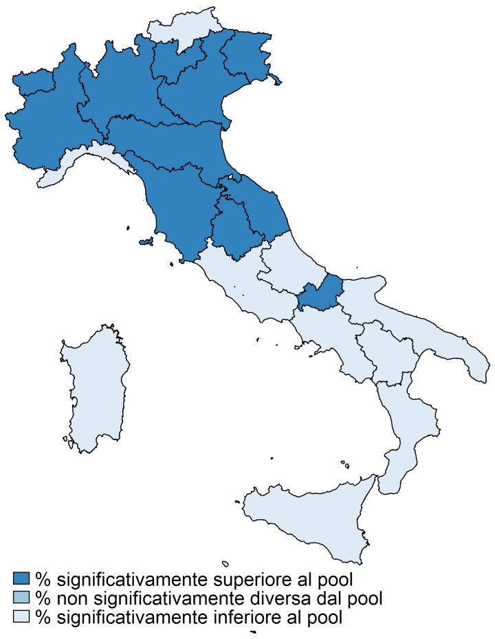 PASSI 2011-13 Persone 50-69enni che hanno riferito di aver eseguito un esame per la prevenzione dei tumori colorettali nei tempi raccomandati* (%) (n. 41.