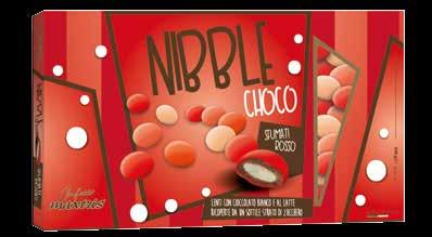 NIBBLE CHOCO SFUMATI ROSSI - 500g Lenti di cioccolato bianco e al latte,