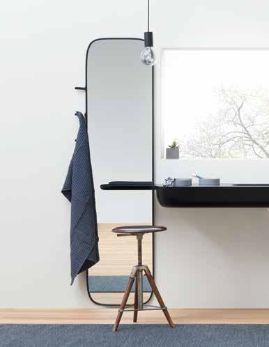 Mirror with frame and hooks ideal to hang up towels,