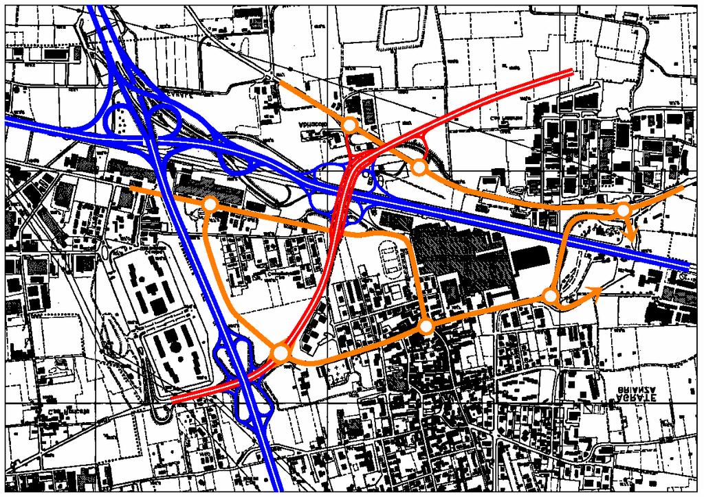 B.3 POTENZIAMENTO DELLA SP13 MELZO-MONZA Il tracciato proposto si diparte dal nuovo svincolo con l autostrada A4, assumendo orientamento Nord-Sud per un breve tratto, caratterizzato dalla presenza di