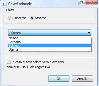 Percorso: Opzioni Chiavi direzioni primarie Andare su <Opzioni> e selezionare <Chiavi direzioni primarie> Si apre la seguente finestra <Chiavi primarie> nella quale è possibile selezionare il genere