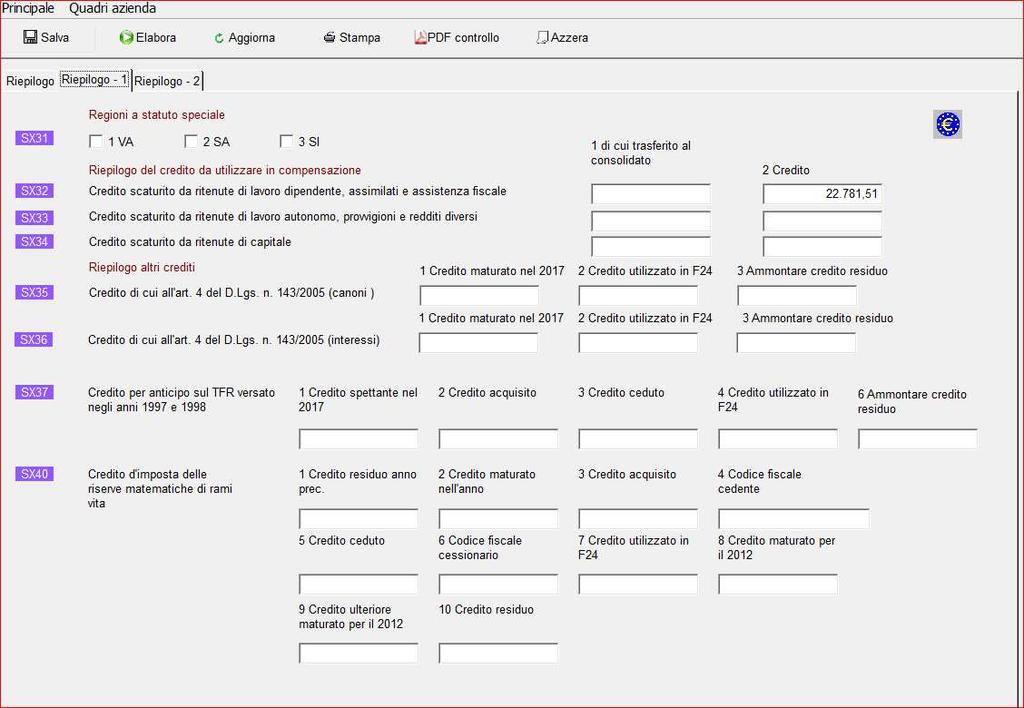 RIEPILOGO con quadri SX1 SX2 SX3 SX4 RIEPILOGO 1 con quadri SX31 SX32