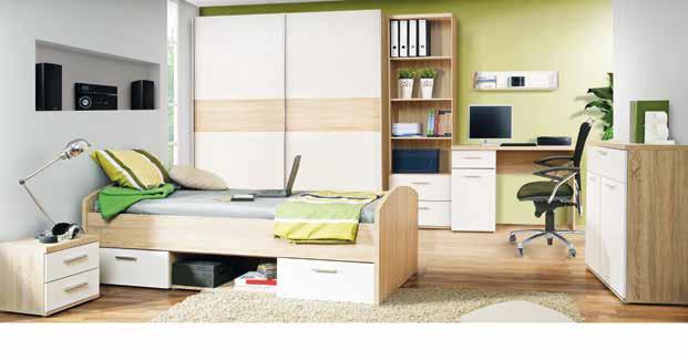 cassetti, 90x200 cm, comodino con 2 cassetti, LxAxP: 38x40x35 cm, libreria, LxAxP: