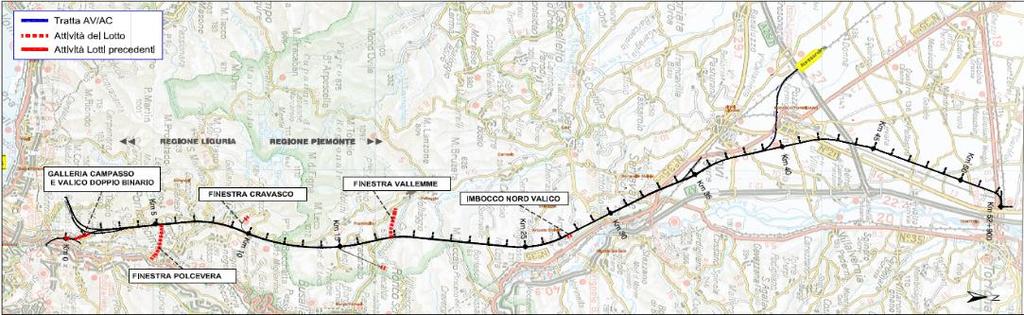 Dettagli 1 Lotto Costruttivo CVI 500 Mio EUR avanzamento al 63 % Galleria Campasso Galleria di Valico Galleria Serravalle GALL VALICO IMBOCCO SUD FINESTRA CASTAGNOLA POZZO FRESA CASCINA RADIMERO