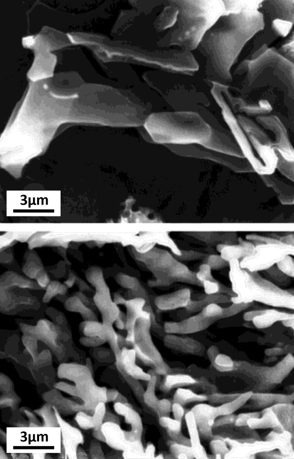 Figura 31: Superficie di frattura, osservata al microscopio elettronico a scansione, di una lega d alluminio per getti EN AC-AlSi13 colata in sabbia, con o senza trattamento di modifica.