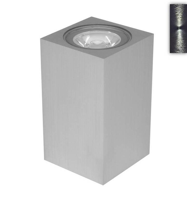 LAMPIONE QUADRATA BIDIREZIONALE 6W Potenza: 6W Dimensioni: 62x92x150mm Equivalente: 60W Lampade Incandescenza Equivalente: 18W Lampade Fluorescenti Chip: Singolo led COB Epistar Ultraluminoso