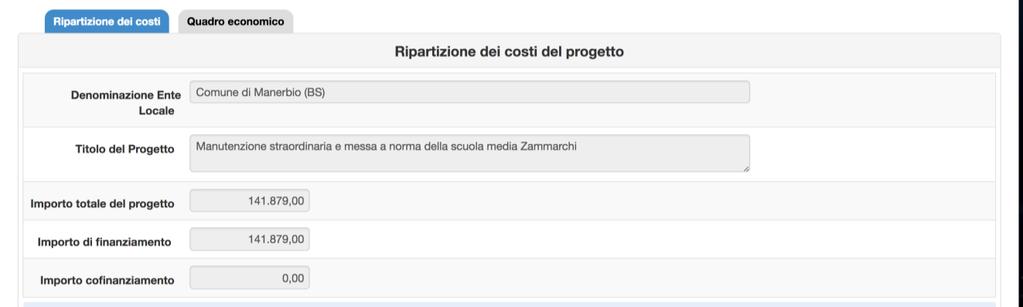 La tabella per l inserimento dei dati è suddivisa in tre colonne.