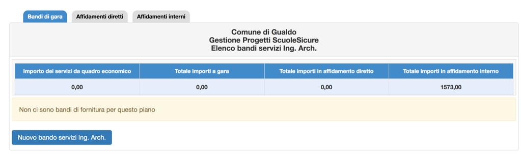 4.2 Bandi per servizi di Ingegneria e Architettura In questa sezione, il RUP è chiamato ad inserire i dati relativi alle procedure ad evidenza pubblica utilizzate per l acquisizione dei servizi.