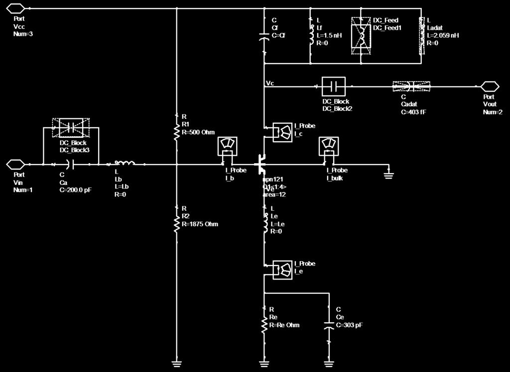 uscita Schema simbolico LNA singolo stadio singolo