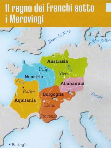 Nasce la Francia (pag. 109) Nel 613, il nipote di Clodoveo, Clotario, espanse ancora i confini Con lui nacque la Francia.