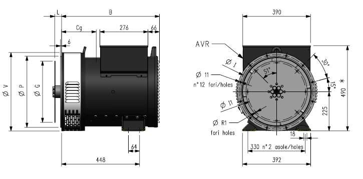 model CG B mass [mm] [mm] [kg] SK 225 SM 285 561 213 SK 225 MS 325 696 262 SK 225 MM 331 696 278 SK 225 ML 338 696 306 bisupporto (IM B34) double bearing (IM B34) * for APD a