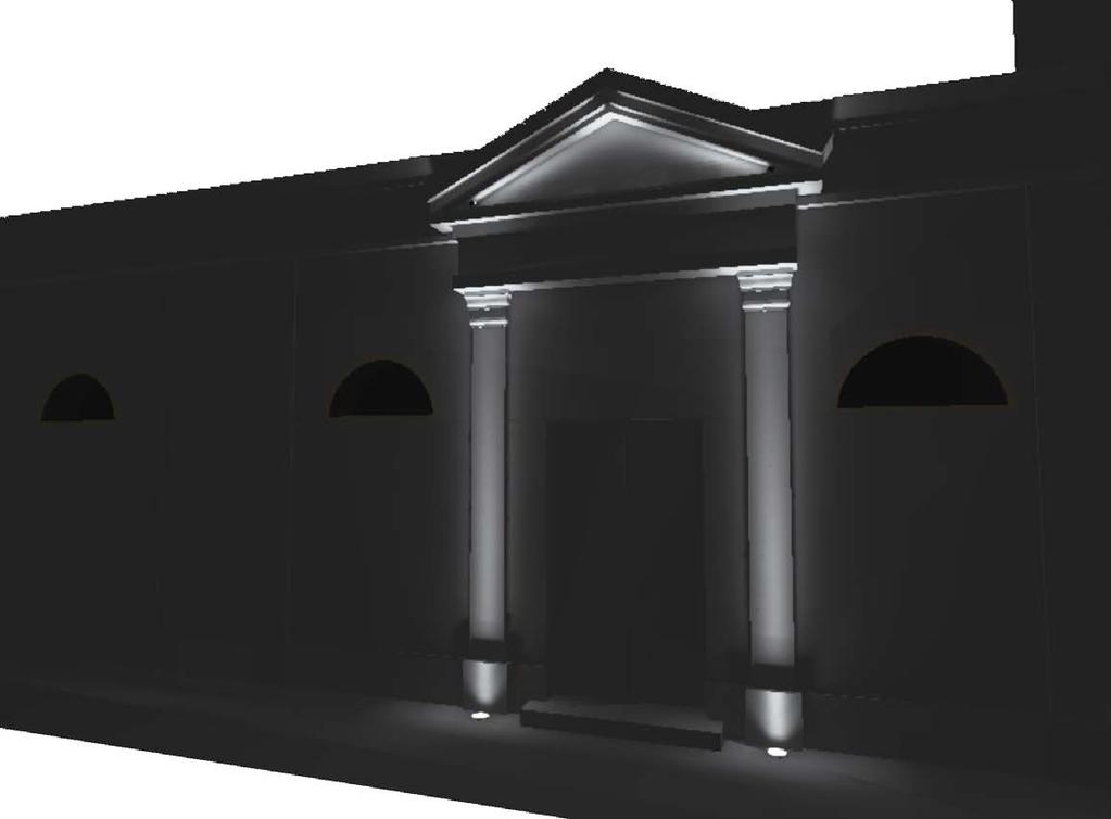 Cappella ingresso Effetto illuminazione Cappella ingresso Calcolo illuminotecnico in 300lx max valore riferimento