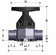 Valvola a membrana con flange fisse foratura EN/ISO/DIN PN10/16.