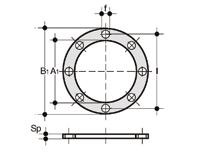 QHV/Y Guarnizione piana in EPDM per flangiatura secondo DIN 2501, EN 1092, autocentrante per foratura PN 10/16 d DN A 1 B 1 f I U Sp Codice 20-1/2 15 17 95 14 65 4 2 QHVY020E 25-3/4 20 22 107 14 76,3