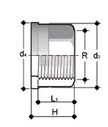 520 QBFX200 Q/BRX Pezzo folle con estremità maschio filettata BSP in Acciaio INOX A316L R d 3 d 4 H L 1 g Codice 3/8 22 24 34,5 10,5 58 QBRX038 1/2 27,5 30,1 39 13,5