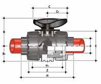 DIMENSIONI VKRIF Valvola di regolazione a sfera DUAL BLOCK con attacchi femmina per saldatura di tasca, serie metrica d DN PN B B 1 C C 1 E H H 1 Z g Codice 16 10 16 54 29 67 40 54 102 65 74,5 291