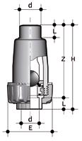 DIMENSIONI SRIF Valvola di ritegno a sfera con attacchi per saldatura di tasca, serie metrica d DN PN E H L Z g Codice 20 15 16 54 104 16 88 150 SRIF020F 25 20 16 65