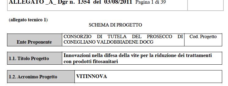 PROGETTO «VITINNOVA» REG. (CE) N.