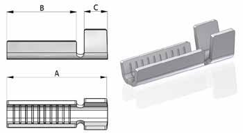 Terminale a Puntale Point Terminal Codice Sezione Cavo Ø Isolante Spessore A B C Q.tà Conf. Materiale P.N. Wire Range Ø Thickness Q.ty Pack Material Insulation 10192-000 0.5 1.50 1.9 3.3 0.30 9.0 5.