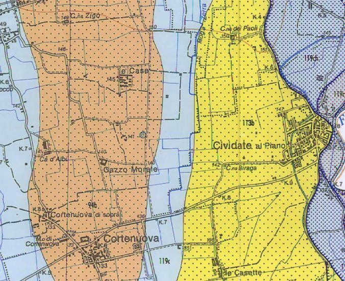 2 RELAZIONE GEOLOGICA Dal punto di vista geologico il sito si colloca all interno dei depositi alluvionali e fluvioglaciali appartenenti al Complesso del Serio (Unità di Cologno) aventi suoli con