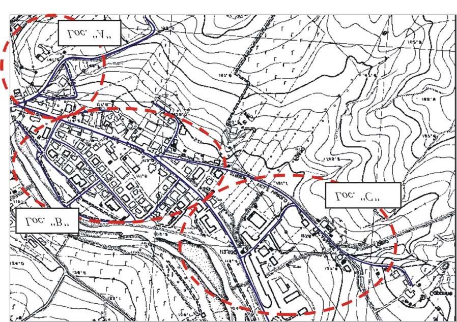 -- area indirizzi, ovvero l'area dove viene definita una numerazione univoca e consistente che può anche prescindere dall'individuazione di altri toponimi stradali al suo interno esempio di Aree