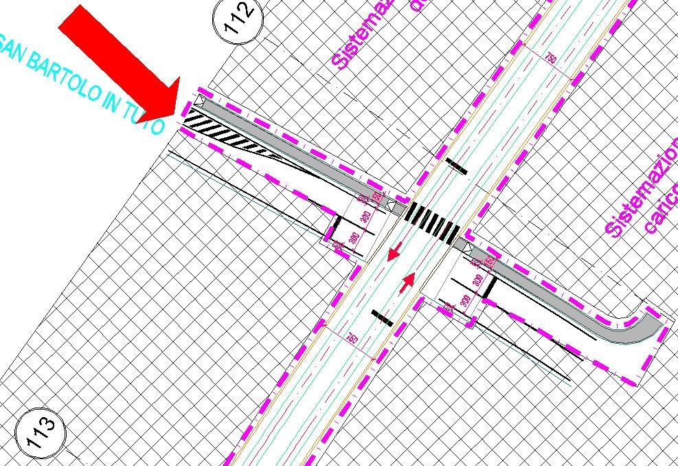 3. San artolo in Tuto (Figura 3) La strada sembra a doppio senso di marcia in corrispondenza dell intersezione con la tranvia, ma la corsia nord confluisce sulla corsia opposta dopo l attraversamento