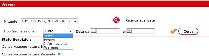 Esibizione a norma La sezione Esibizione a norma permette di accedere all archivio digitale dell Ente Conservatore (presso il quale sono stati conservati i documenti) e di estrarre un file (fattura o