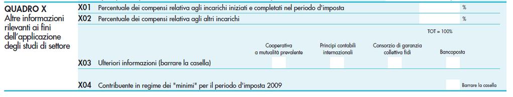 l attività professionale e artistica + Consumi + altre spese Il correttivo in esame si attiva solo se viene compilato l apposito quadro X Va inoltre specificato che i correttivi congiunturali