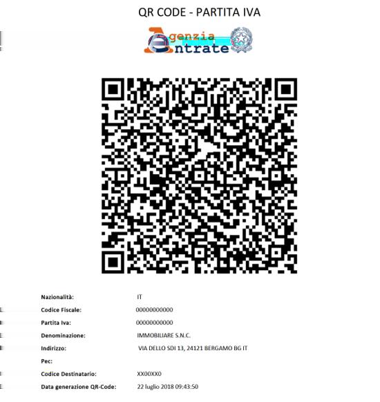 Selezionando invece QR Code in formato immagine verrà