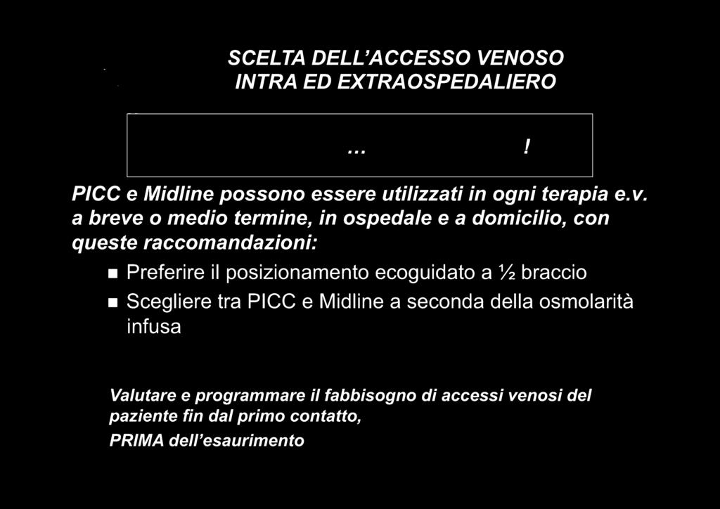 Scegliere tra PICC e Midline a seconda della osmolarità infusa