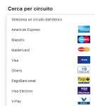 Si seleziona Carta di credito di debito, prepagata UNIVAQ-ESSE3 si visualizza un menu a tendina dal quale devo selezionare il circuito al quale appartiene la carta di credito che intendo utilizzare