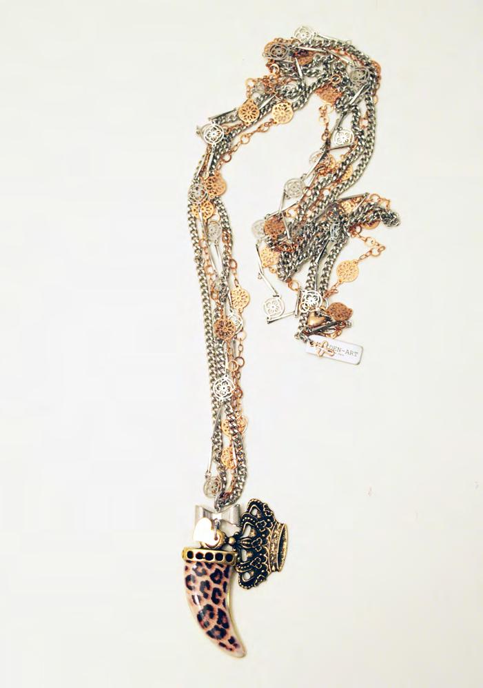 rose gold plated brass chains,crystals and charms with leopard