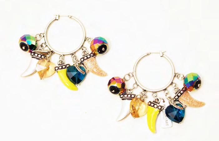 Art.ANGL_17 Natural Spirit Earrings made with silver plated brass, colorful enamel charms and
